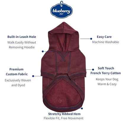 Blueberry Pet Essentials Dog Hoodie – 10 inch, Cotton‑Blend Sweatshirt with Hood, Burgundy Red, Machine‑Washable Small‑Dog Jersey - color: Dog Hoodie - Burgundy Red, size: 10 inch (Pack of 1)