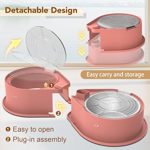 Newget Stainless Steel Dog Bowl Set with Lids, 304 Metal Dual Food & Water Bowls for Dogs & Cats, Large Capacity Pet Feeder with Cover Keeps Food Fresh, Anti-Skid Dog Dish for Small/Medium/Large Pets - color: Pink