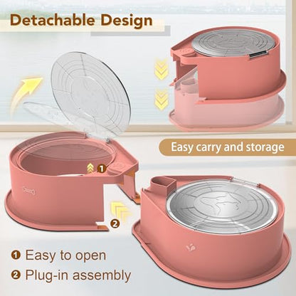 Newget Stainless Steel Dog Bowl Set with Lids, 304 Metal Dual Food & Water Bowls for Dogs & Cats, Large Capacity Pet Feeder with Cover Keeps Food Fresh, Anti-Skid Dog Dish for Small/Medium/Large Pets - color: Pink