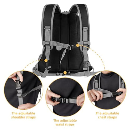 WOYYHO Pet Dog Carrier Backpack with Storage Pockets Small Dog Front Backpack Adjustable Straps Dog Backpack Breathable Dog Front Carrier with Safety Belt for Travel Hiking Cycling Outdoor Use - color: Grey