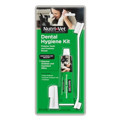 Nutri-Vet Dental Hygiene Kit for Dogs - Finger Toothbrush and Enzymatic Toothpaste - Chicken Flavor - 2.5 ounces