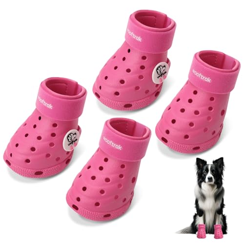 Dog Shoes Breathable Dog Shoe for Hot Pavement, Dog Booties and Paw Protectors, Non-Slip Waterproof Dog Sandals Boots (Pink, M: (2.6’’x2.3'')(L*W)) - color: Pink, size: M: (2.6’’x2.3'')(L*W)