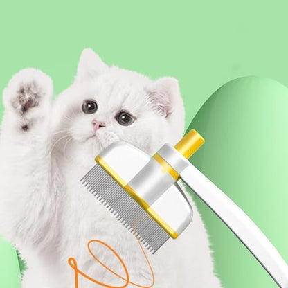 Pets Grooming Comb - Dog Hair Comb | Rotation Design Pet Grommer Comb with Release Button | Detangling Cat Comb | Dematting Comb | Cat Comb for Pets Removing Loose Hair for Shedding and Detangling - color: Yellow