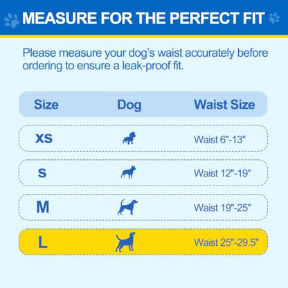 Wowflash 100 Count Male Dog Diapers Disposable, Leakproof Dog Wraps with Wetness Indicator, Breathable Quick-Dry, Secure Fit Doggy Belly Bands for Incontinence, Marking & House Training, Large - size: Large