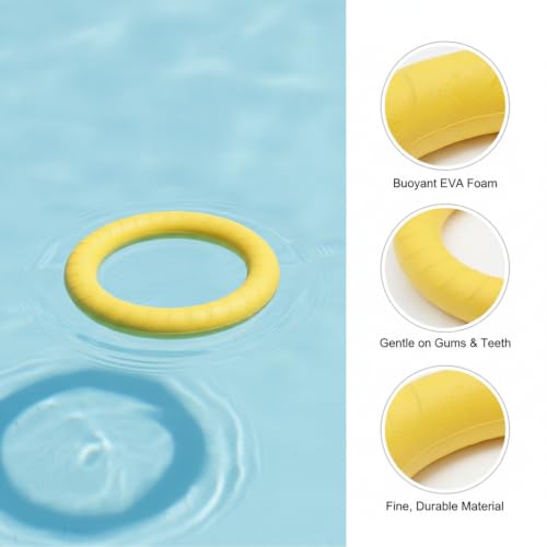 Easy-Grab Floating Dog Disc, Soft EVA Foam Flying Toy for Water Fetch, Yellow - size: 2.36 x 2.36 x 0.79 in