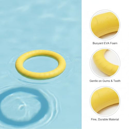Easy-Grab Floating Dog Disc, Soft EVA Foam Flying Toy for Water Fetch, Yellow - size: 2.36 x 2.36 x 0.79 in