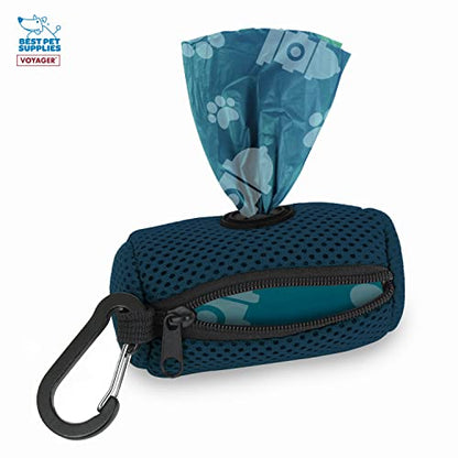 Best Pet Supplies 강아지 배변 봉투 홀더 목줄 부착, 15개의 가방 포함, 블루, 여행, 산책, 공원 및 실외 사용을 위한 재사용 가능한 메시 디스펜서 파우치, 클립온으로 부드럽고 내구성이 뛰어납니다 - color: 메시 (프러시안 블루), size: 1 개(1 팩)