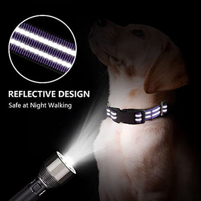 Hikiko Martingale Collar for Dogs Reflective Nylon Dog Collar with Quick Release Buckle Adjustable Training No Slip Dog Collar (Small, Purple) - color: Purple, size: Small