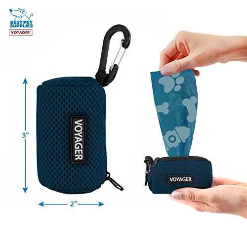 Best Pet Supplies 강아지 배변 봉투 홀더 목줄 부착, 15개의 가방 포함, 블루, 여행, 산책, 공원 및 실외 사용을 위한 재사용 가능한 메시 디스펜서 파우치, 클립온으로 부드럽고 내구성이 뛰어납니다 - color: 메시 (프러시안 블루), size: 1 개(1 팩)