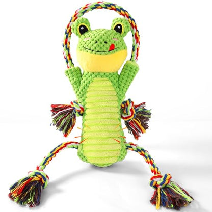 Drmstow Dog Toys for Aggressive Chewers - Interactive Plush Squeaky Toy with Crinkle Paper & Rope, Durable Chew Toys for Anxiety Relief, Small Medium Large Dogs - color: Green1