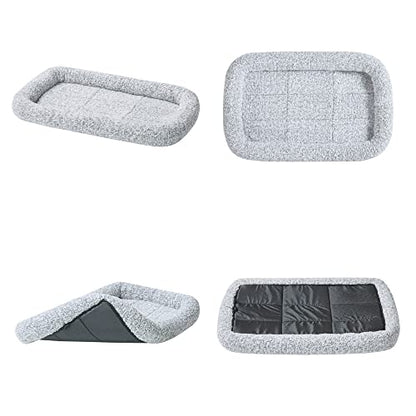 Friends Forever Bolster Dog Crate Mat 36 Inch, Washable Dog Crate Bed, Sherpa Fleece, Nova Grey - color: Nova Grey, size: 35.5"L x 23"W x 3"H, style: Crate Mat w/ Bolster