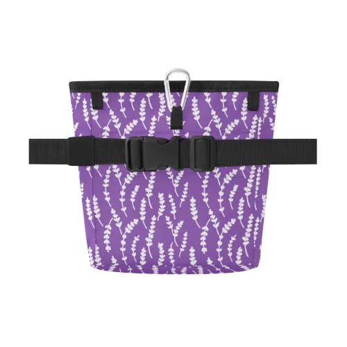 Lavender Water-Resistant Dog Treat Pouch, 3 Ways to Wear Treat Bag with Magnetic Closure & Reflective Strip, Hands-Free for Pet Training, Walking
