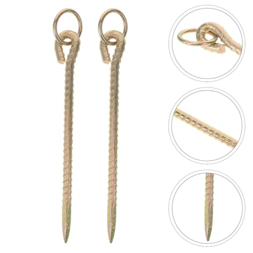 GLEAVI Heavy Duty Iron Livestock Tie Out Stakes Sturdy Ground Nails 5pcs for Securing Tents and Yard Use Portable Camping Pet Ground Spike for Large Animals