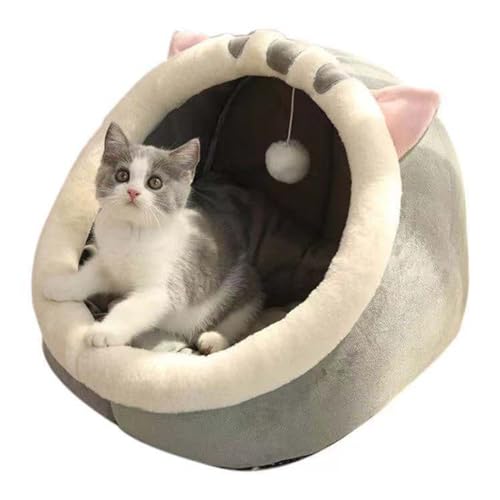 Winter Warm Cat Dog Tent Thickened Dogs Cat Beds for Indoor Dog Cats Kennel Pet Tent Warm Outdoor Cats Enclosures Cave Covered Dogs Bed Fits Puppy Small Pet for Men Women Cute Stuff (Grey)