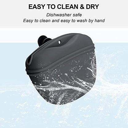 Left&Right Dog Clicker Training Kit,Silicone Dog Training Treat Pouch and Dog Clickers,Dog Treat Bag with Clicker Training for Dogs,Pet Treat Bag with Magnetic Buckle Closing and Waist Clip,Dark Grey - color: Dark Gray