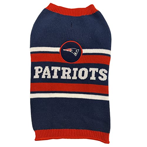 NFL New England Patriots Dog Sweater, Size Medium. Warm and Cozy Knit Pet Sweater with NFL Team Logo, Best Puppy Sweater for Large and Small Dogs - color: New England Patriots, size: Medium