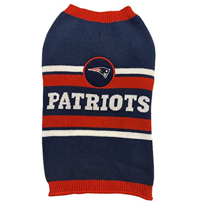 NFL New England Patriots Dog Sweater, Size Medium. Warm and Cozy Knit Pet Sweater with NFL Team Logo, Best Puppy Sweater for Large and Small Dogs - color: New England Patriots, size: Medium