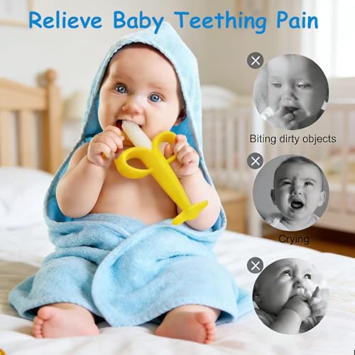 Haili XMGQ Baby Teething Toys 3-6 Months, Baby Chew Teether Toys BPA Free, Babies Teething Relief for Infants, Banana Toothbrush, Fruit Shape Giraffe Newborn Teether Gift for Baby Boy and Girl Toy
