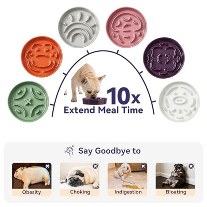 Ceramic Slow Feeder Dog Bowl, 0.8 Cups Anti -Slip Slow Feeding Bowl to Slow Down Eating, 6.3 Inch Dog Food Dish for Small Breeds, Grey - color: Grey, size: Small