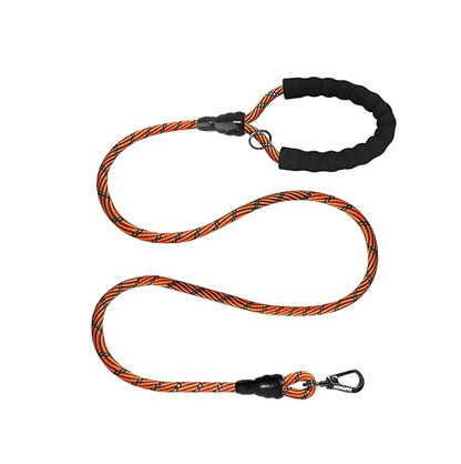 Homapet. Westalee Rope Dog Leash 6 Ft with Comfortable Padded Handle Reflective Threads with Poop Bag Dispenser for Large Dogs (Orange-Black 6FT-1/2)