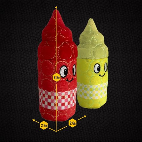 Bite Force Dog Toy - Drizzle & Dollop Squeaky 2 Pack Dog Toys Kevlar-Reinforced for Aggressive Chewers- red and Yellow. - color: Regular - Drizzle & Dollop