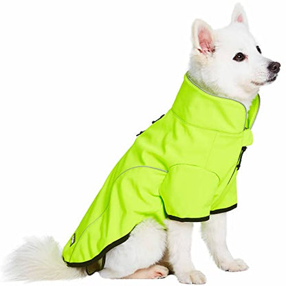Blueberry Pet Windproof Waterproof Reflective Softshell Dog Jacket, Neon Yellow, Size 14 - color: Neon Yellow, size: Size 14