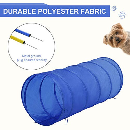 Professional Dog Agility Training Set with Adjustable High Jump, Weave Poles, Pause Box, and Open Tunnel for Outdoor Practice