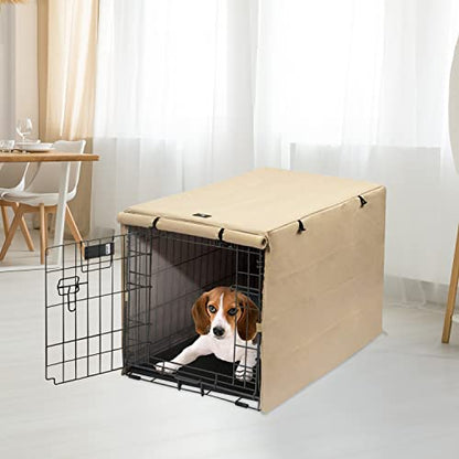 X-ZONE PET Double Door Dog Crate Cover - Polyester Pet Kennel Cover Fits 36 inches Wire Crate, Tan - color: Tan, size: 36.6"L x 23.0"W x 24.8"H
