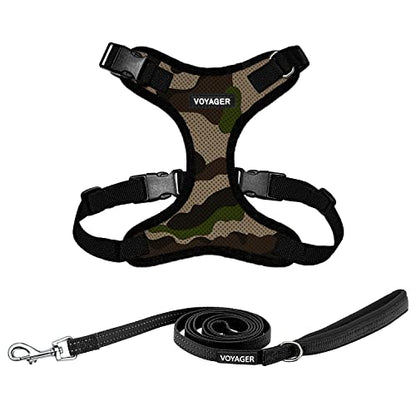 Best Pet Supplies Voyager Step-in Lock Pet Harness w Reflective Pet Leash Combo Set with Neoprene Handle 5ft - Supports Small, Medium and Large Breed Puppies/Cats - Army/Black Trim Set, M - color: Harness Leash Set (Army/Black Trim), size: M (Chest: 17 -