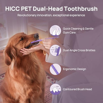 HICC PET Toothbrush for Dogs & Large Cats, Ergonomic Pet Toothbrush for Easy Teeth Cleaning,Gentle on Gums, Cat & Dog Dental Care – Toothpaste Not Included - color: Purple for Dogs & Large Cats