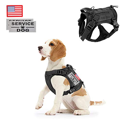 Tactical Service Dog Vest Harness for Medium Large Dog, Military K9 Training Dog Vest with Molle System Adjustable Tactical Puppy Harnesses with Handle (S, 3Black) - color: Black, size: Small (Pack of 1)