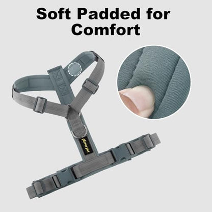 Plutus Pet No Pull Dog Harness, Adjustable Nylon Harness with Soft Padding, Reflective and Heavy Duty Dog Harness for Small, Medium, Large Dogs(Gray, M) - color: Gray, size: M