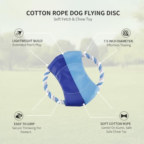 Cotton Rope Dog Flying Disc, Soft Fetch and Chew Toy for Outdoor Play, 7.5 Inch (1 PC)