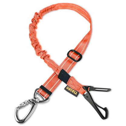 AUBELL Dog Seat Belt for Car,Updated 3-in-1 Adjustable Reflective Bungee Heavy Duty Dog Car Harness Tether with Clip Hook Latch & Buckle,Swivel Zinc Alloy Carabiner,Orange - color: Orange