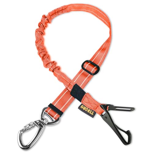 AUBELL Dog Seat Belt for Car,Updated 3-in-1 Adjustable Reflective Bungee Heavy Duty Dog Car Harness Tether with Clip Hook Latch & Buckle,Swivel Zinc Alloy Carabiner,Orange - color: Orange