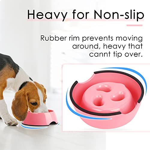 Super Design Slow Feeder Dog Bowl, 1.5 Cup, Nonslip, Heat-Resistant, Suitable for Medium to Large Dogs - color: Rose, size: L