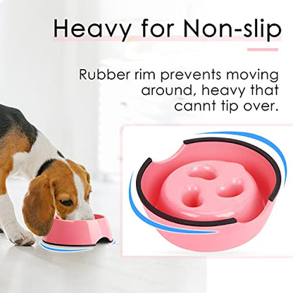 Super Design Slow Feeder Dog Bowl, 1.5 Cup, Nonslip, Heat-Resistant, Suitable for Medium to Large Dogs - color: Rose, size: L
