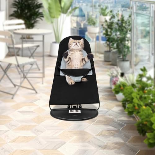 Pet Rocking Chair, Portable Dog Rocker Bed Chair 4 Modes Adjustments Pet Rocker Bed Washable Removable Small Dogs Cots Sofa Beds for Pets Under 33lbs/15Kg (Black) - color: Black