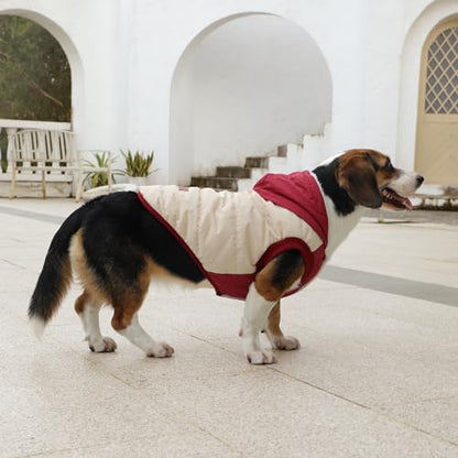 Vecomfy Fleece Lining Extra Warm Dog Hoodie in Winter,Small Dog Jacket Puppy Coats with Hooded,Beige and Red XS - color: Beige and Red, size: X-Small (Pack of 1)