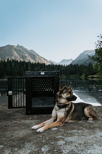 K9 Kennel Boss Aluminum Collapsible Dog Crate, Heavy Duty Folding Kennel - Medium (Black) - color: Black, size: 34.6"L x 25.2"W x 28.9"H