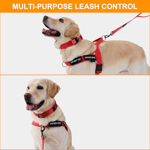 Annchwool No Pull Dog Harness,Heavy Duty Reflective Collar & Leash Set-Leash with Double Handle & Car Seatbelt Clip-Easy Control for Walking Training Medium Large Size Dogs(Red,S) - color: Red, size: S