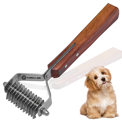 Flamia & Jabz Undercoat Rake for Dogs & Cats, Dematting Grooming Stripper Tool (12 Blades) - size: 12 Blades