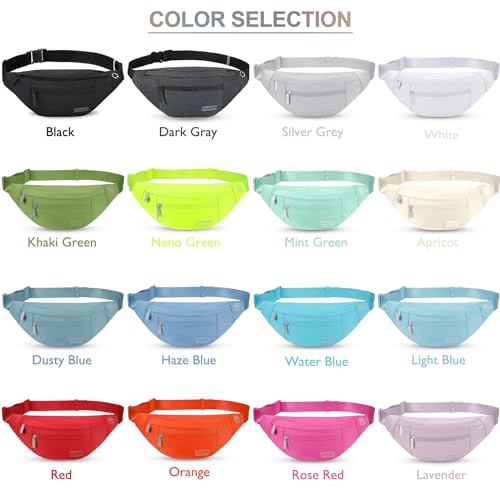 MAXTOP Large Crossbody Fanny Pack with 4-Zipper Pockets,Gifts for Enjoy Sports Festival Workout Traveling Running Casual Hands-Free Wallets Waist Pack Phone Bag Carrying All Phones - color: Neno Green, style: Large Fanny Pack(4 Zipper Pockets)