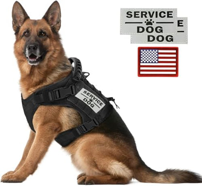 Tactical Service Dog Vest Harness for Medium Large Dog, Military K9 Training Dog Vest with Molle System Adjustable Tactical German Shepherd Harnesses with Handle - color: Black, size: Large (Pack of 1)
