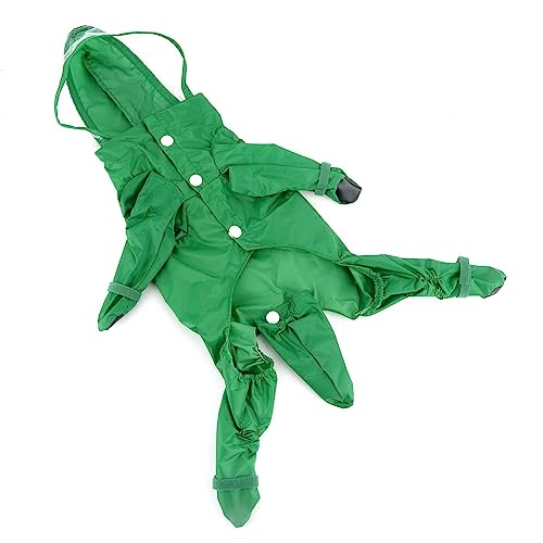 PAIDEFUL Small Dog Full Body Coverage Raincoat Solid Four-Leg Onesie Rain Jacket Waterproof Hoodie Puppy Clothes Button Lightweight Cats Costume, Green, S - color: green, size: S: Chest: 13.8", Back: 10.6"