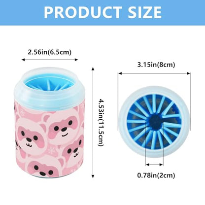 Cartoon Cute Pink Beer Portable Paw Cleaning Cup with Soft Silicone Brush Pets Bathing Brush for Dogs Cats lavadora de Patas para Perros