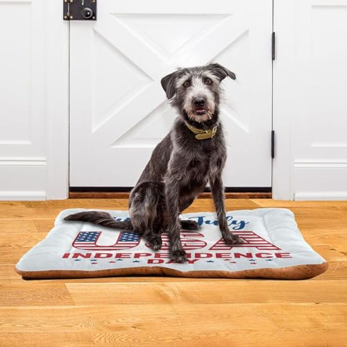Independence Day Pattern Pet Bed Mat for Dogs and Cats, Soft Washable Crate Pad with Non-Slip Bottom, Cozy Bed Cushion for Small Medium Large Pets, 18x24 Inch - size: Small