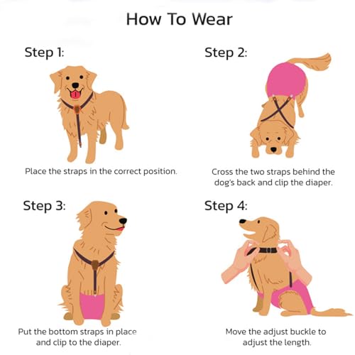 Pet Diaper Fasteners with Adjustable Length for Small to Large Pets Puppy Sanitary Pantie Anti-Slip Suspender Straps Dog Diaper Suspenders Pet Diaper Fasteners Dog Belly Suspenders - color: Z, size: M