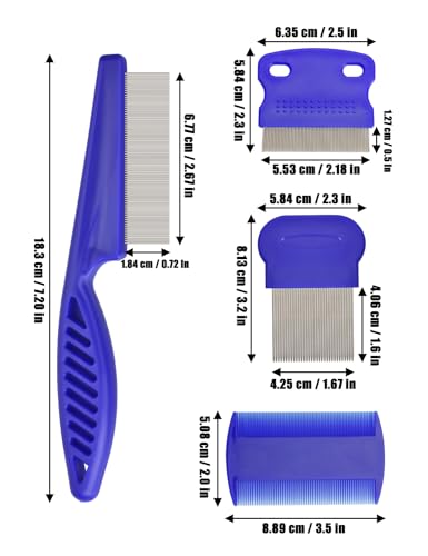 Flea Comb for Cats Dogs, 8 Pack Flea and Lice Grooming Comb Set for Cats, Pet Grooming Tools for Small, Medium & Large Pets (Pink & Blue) - color: Blue&Pink 6P