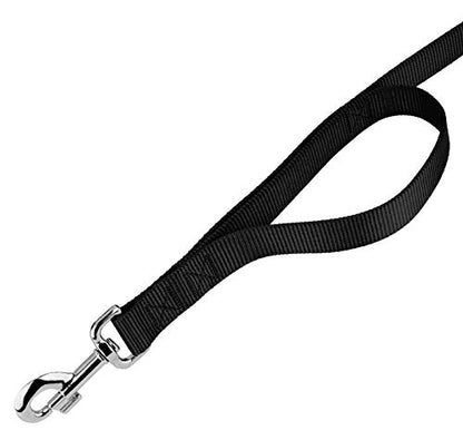 Country Brook Petz - Vibrant 17 Color Selection - Heavyduty Doublehandle Nylon Leash (6 Foot, 3/4 Inch Wide, Black) - color: Black